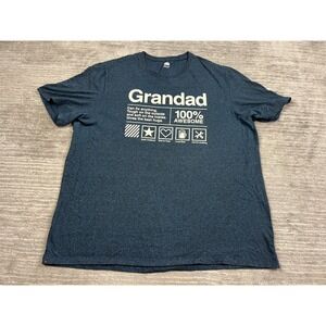F&F T-Shirt Mens 2XL Blue Grandad 100% Awesome Graphic Marl Short Sleeve Tee
